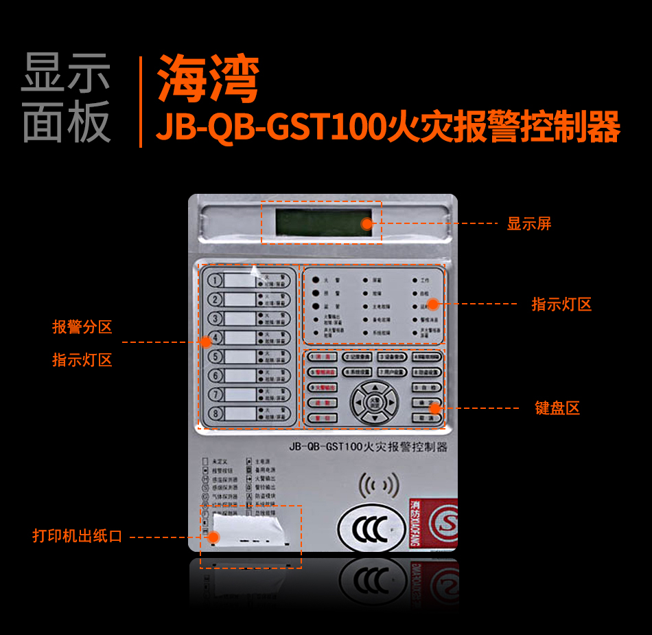 山東海灣JB-QB-GST100山東火災報警控制器顯示面板